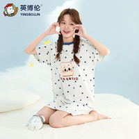 英博伦 少女睡裙纯棉夏款2024女大童甜美家居裙女夏季短袖舒适睡衣 20696 女灰 170cm