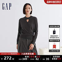 Gap 盖璞 女装早春LOGO高级时髦镂空交叉针织衫时尚洋气休闲毛衣857714