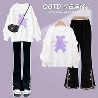 优优1点(Yoyo one)女童套装秋冬中大童时尚休闲女孩春装儿童时髦洋气卫衣牛仔裤 4882白色+18309黑色 120cm