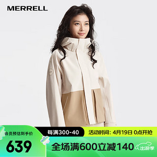 MERRELL 迈乐 运动户外24新款冲锋衣单层女款冲锋外套防风户外登山徒步外套 浅卡基 2XL