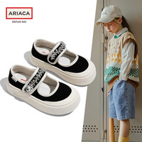 ariaca 厚底 女童帆布鞋 26码 脚长16.0-16.7 黑色