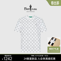 比音勒芬（Biemlfdlkk）【抗UV防晒】2024夏季运动休闲棋盘格速干透气圆领短袖T恤男 19浅灰 S