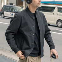 CARE OF LORD 领航员系列 春秋男士立领商务外套微软壳飞行休闲夹克 质感黑 L