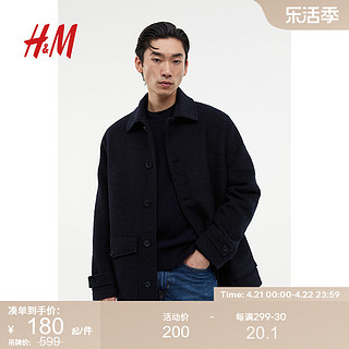 H&M HM2023冬季新款男装时尚休闲宽松衬衫式外套1183089