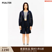 PSALTER 诗篇 线上专选2024春复古学院风运动休闲宽松连帽短外套 藏蓝 40