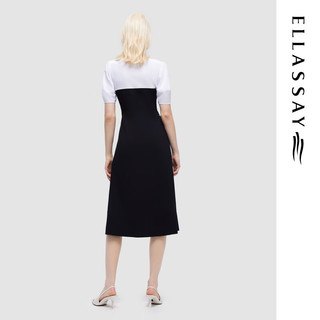 歌力思（ELLASSAY）2024夏季法式黑白拼色显瘦高级感中长连衣裙女EWD352Y12400 经典黑 XS