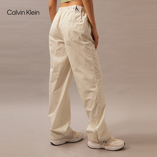 Calvin Klein Jeans24春夏女士松紧腰经典徽标工装风直筒休闲裤J223116 CGA-奶昔白 XS