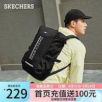 SKECHERS 斯凯奇 中性双肩包大容量防泼水透气舒适运动包P224U017 碳黑/0018 均码