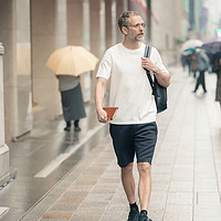 CARE OF LORD 领航员系列 夏季松紧腰五分裤空气层运动休闲男士短裤 质感黑 L