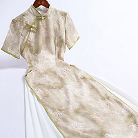 戚薇改良奥黛旗袍夏季2024年轻款少女日常可穿微胖遮肚子显瘦 绿色 M