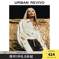 URBAN REVIVO UR2024夏季女装摩登开襟衬衫UWA240003 浅卡其 L