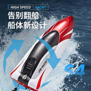 LUCBEK 鲁咔贝卡 2.4G全比例高速快艇军舰男孩水上玩具儿童电动无线遥控船 24cm 红色