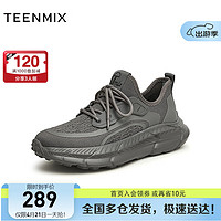 TEENMIX 天美意 运动鞋男厚底帅气运动休闲男休闲鞋2024春新3LT01AM4 灰色 42