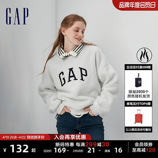 Gap 盖璞 女装秋冬季2023仿羊羔绒运动卫衣756467宽松加绒保暖上衣