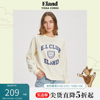 E·LAND 衣恋 Eland衣恋字母印花圆领卫衣女清新宽松休闲上衣春季新款