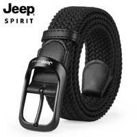 JEEP SPIRIT吉普皮带男士帆布腰带针扣织耐用中青年潮流时尚品牌裤带 BT0403黑色