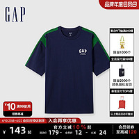 Gap 盖璞 男女装2024夏季新款重磅纯棉旗语短袖T恤宽松撞色上衣465626