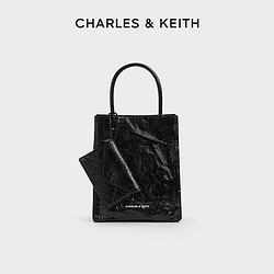 CHARLES & KEITH CHARLES&KEITH24夏新款CK2-30782347纯色褶皱磁吸手提斜挎托特包