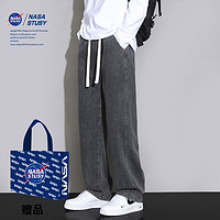 NASA阔腿牛仔裤男士春季2024新款美式vibe宽松直筒裤潮牌休闲长裤