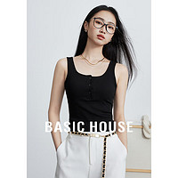 百家好（Basic House）夏季女款显瘦短款背心吊带打底-B0624H5P102 黑色 L