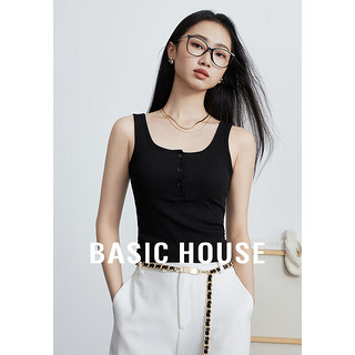 百家好（Basic House）夏季女款显瘦短款背心吊带打底-B0624H5P102 黑色 L