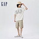  Gap 盖璞 男装2024夏新款撞色logo圆领短袖T恤纯棉上衣544465 白色　