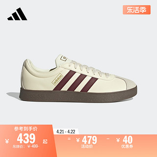 adidas 阿迪达斯 「T头鞋」VL COURT CLASSIC休闲板鞋男女阿迪达斯轻运动 白色/褐色/金色 38