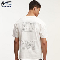 DENHAM2024夏季艺术家合作款黑白色字母印花常规版短袖T恤男 白色 L