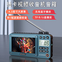 SANSUI 山水 M33收音机老人老年人充电插卡视频迷你小音箱便携式随身听FM调频广播音响蓝牙音箱音乐播放器 蓝色