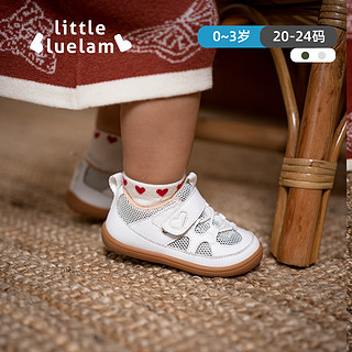 小蓝羊2024春季0-3岁小宝宝软底防滑学步鞋网面透气婴幼儿鞋 氧气白 21码 脚长12.3-13.2cm