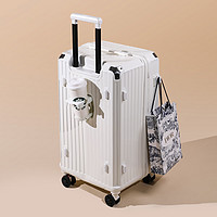 cece全新多功能结实耐用行李箱密码旅行箱超大容量拉杆箱男女 奶白色 32寸【五轮加固】