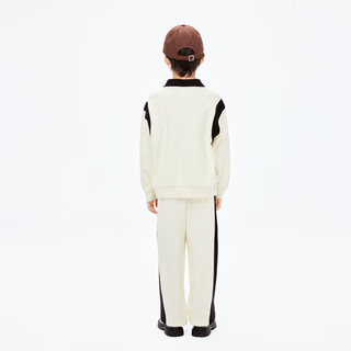 little MO&Co.little moco童装24春装男女童拼色卫裤直筒长裤KBD1PAT001 米黄色 120/53