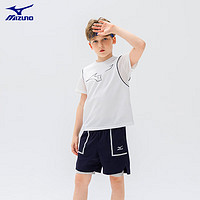美津浓（MIZUNO）美津浓男童短袖T恤2024夏季儿童装中大童纯棉透气上衣t 牙白色 140cm