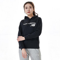 new balance NB正品奥莱女款运动休闲简约logo黑色针织连帽潮流卫衣