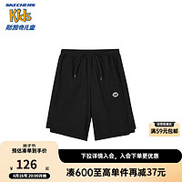 Skechers斯凯奇男女童针织短裤休闲舒适夏季儿童运动五分裤P224K043 碳黑/0018 160