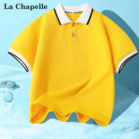 LA CHAPELLE MINI拉夏贝尔男童短袖polo衫半袖男孩夏季T恤男中大童运动衣服 PAB0黄 120cm