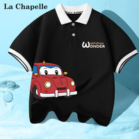 LA CHAPELLE MINI拉夏贝尔男童短袖polo衫半袖男孩夏季T恤男中大童运动衣服 PAB11523X-11529E黑 150cm