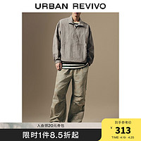 URBAN REVIVO UR2024春季男装潮牌宽松休闲工装风抽绳直筒裤UML640016 卡其灰 30