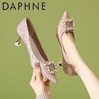 DAPHNE 达芙妮 法式高跟鞋女细跟配旗袍久穿不累脚尖头小个子礼服浅口单鞋
