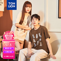 唐狮 TONLION夏季圆领短袖T恤 男款深棕 S
