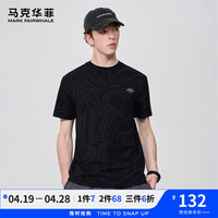 马克华菲【字母提花】短袖T恤男2024春夏圆领字母满印时尚休闲男士T恤 001黑色 S