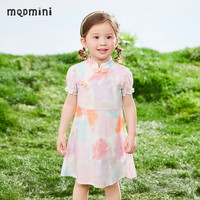MQDMINI童装女童裙子儿童连衣裙女孩短袖旗袍外出服 旗袍晕染 100