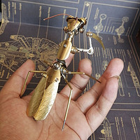 明画 生日礼物男礼品 机械昆虫金属大刀螳螂模型手工创意工艺品摆件