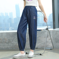 优优1点（Yoyo one）女童牛仔裤夏款2024儿童天丝防蚊裤夏装大童夏季冰丝运动裤子 5788深蓝色 120cm