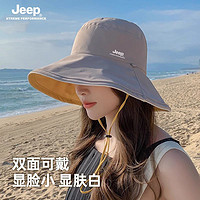 百亿补贴：Jeep 吉普 帽檐双面渔夫帽韩版夏季防晒遮阳帽紫外线户外遮脸太阳帽