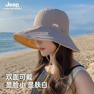 百亿补贴：Jeep 吉普 帽檐双面渔夫帽韩版夏季防晒遮阳帽紫外线户外遮脸太阳帽