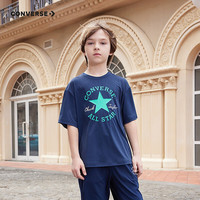 Converse匡威儿童装男童短袖t恤2024夏季男孩中大童上衣半袖夏款T恤 藏青蓝 110/52
