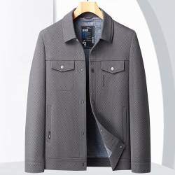 老人头laorentou24年春季新款休闲工装翻领夹克男士外套空气层针织控