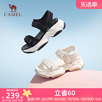 CAMEL 骆驼 女鞋2024夏季新款厚底松糕沙滩鞋魔术贴时尚休闲软底运动凉鞋