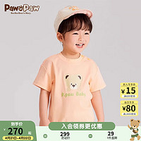 PawinPaw卡通小熊童装2024年夏季男宝宝印花儿童短袖T恤休闲 Orange橘黄色/80 090